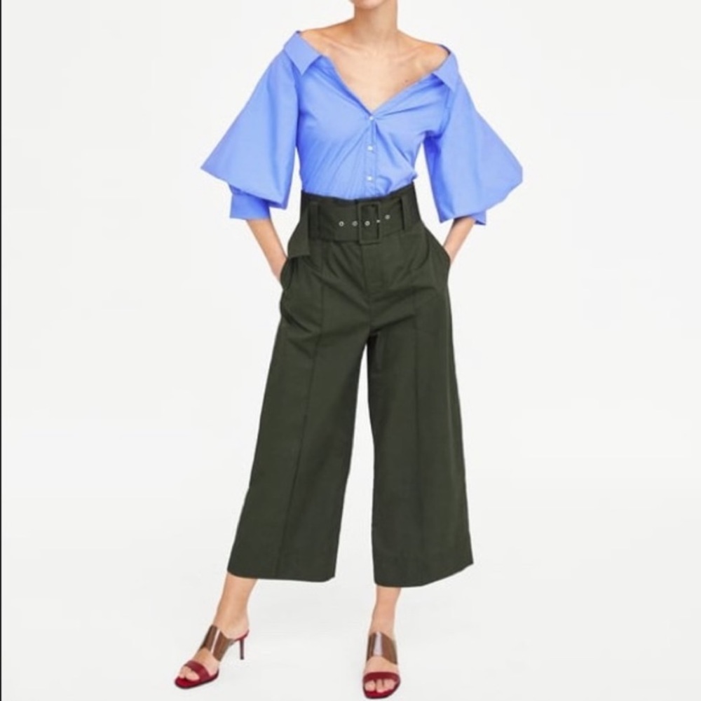 Zara Wide Leg Green Pants